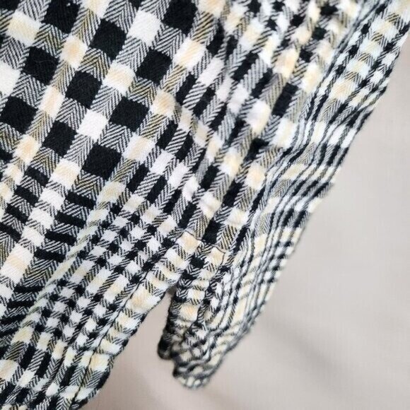 Zara Basic Womens Blouse Top Small Beige Black Plaid 3/4 Sleeve Preppy Academia - Picture 5 of 6